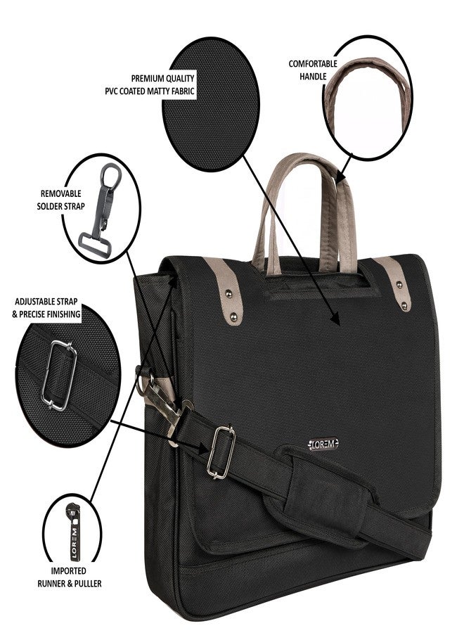 LOREM Black Color Linen fabric 10L Laptop Messenger Bag For Men New BG89 - Image 4
